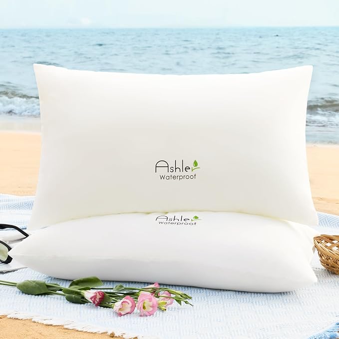 Outdoor Pillows 14 X 22 Pillow Inserts Pack of 2, Water-Resistant Decorative Premium Lumbar Pillow Stuffer Sham Waterproof Pillow for Sofa Couch, Porch Patio Living Room Bedroom Furniture