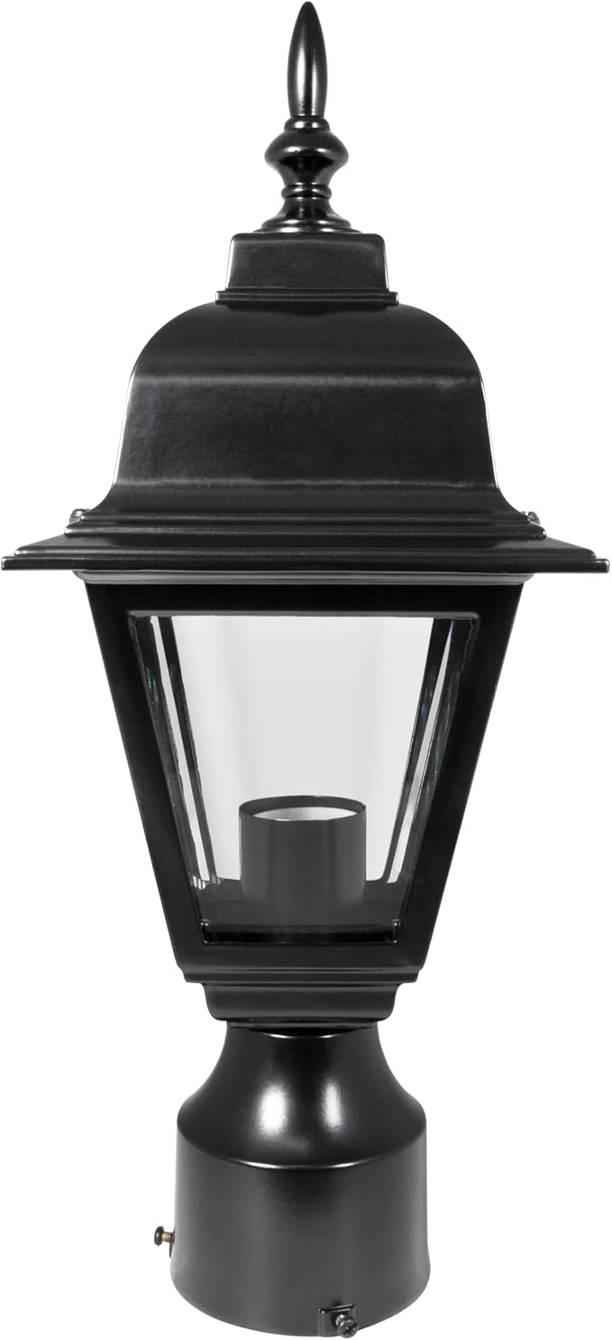 Design House Maple Street Outdoor Post Light with Clear Glass, Wet Rated for Driveway, Patio, and Garden, 507509 | Post Mount, Traditional, Aluminum, Lighting, 507509