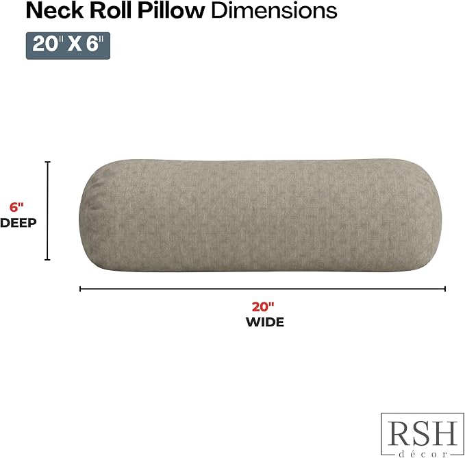 RSH DECOR: Sunbrella Neck Roll Pillows Set of 2 | 20” x 6” | Outdoor Bolster for Patio, Deck, Porch, or Poolside Furniture | Water & Fade-Resistant | Made in USA (Dots Nice Shale)