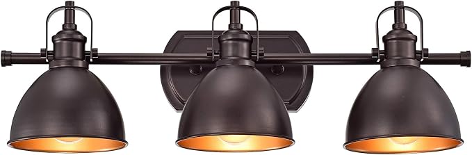 3 Bulb Vanity Light Fixture Vintage, Oil Rubbed Bronze Modern Bathroom Lighting Over Mirror, Rustic Metal Wall Sconce for Bathroom, Bedroom