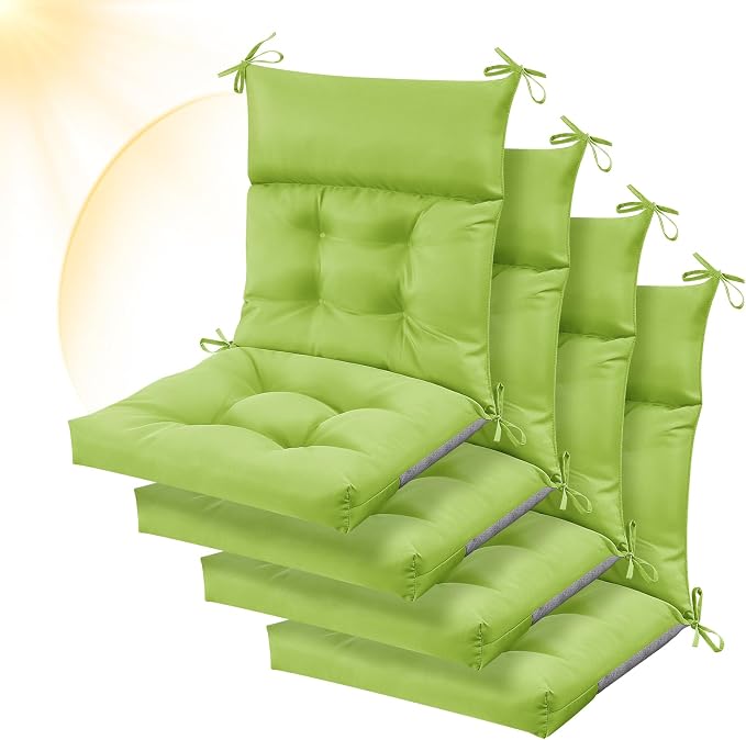 Sintuff 4 Pcs 44 x 21 x 4 Outdoor Chair Cushion Patio Chair Cushions Seat/Back Tufted Pillow with Ties Water Resistant Replacement Indoor Patio Furniture Outdoor Furniture (Solid Color,Fruit Green)