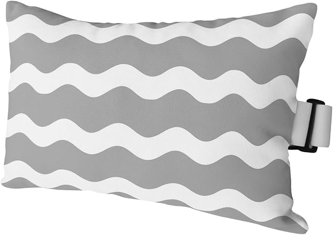 Outdoor Pillows Covers with Inserts Grey Wavy Stripes Waterproof Recliner Pillow with Adjustable Strap Throw Pillows for Patio Furniture Pool Lounge Chair, 11x16 inch, 1PCS