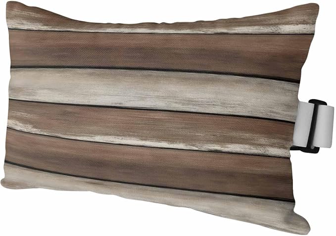 Outdoor Head Pillow with Adjustable Elastic Strap, Vintage Wooden Grain Seamless 1 Pack Waterproof Headrest Cushion Pillows for Balcony/Garden/Beach/Pool Chair Recliners Country Gradient Plank