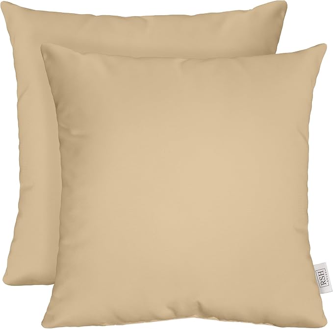 RSH DECOR Square Throw Pillows Set of 2, 24" x 24", Outdoor Pillows Waterproof, Patio Furniture Pillow, Decorative Outdoor Throw Pillow, Spun Polyester, Goldenrod Tan, Made in USA\
