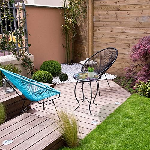 MUMTOP Outdoor Side Table - Patio Table Mosaic Coffee SideTables Glass Accent Table 14’’Round SmallTable Plant Stand for Indoor Garden Balcony (Sunflower)