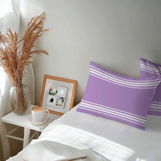 Outdoor Pillow Covers 12x20 Set of 2 Purple Stripes Outdoor Pillows Waterproof Throw Pillow Covers French Stripe Farmhouse Style Pillowcases Decorative Case for Patio Cushion