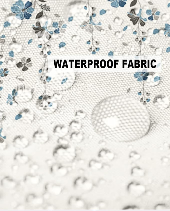 Floral Outdoor Pillow Covers Pack of 2, Blue and Grey Flowers Waterproof Pillow Covers Seasonal Spring Summer Throw Pillowcase for Patio Funiture Garden Tent, 24 x 24 inch