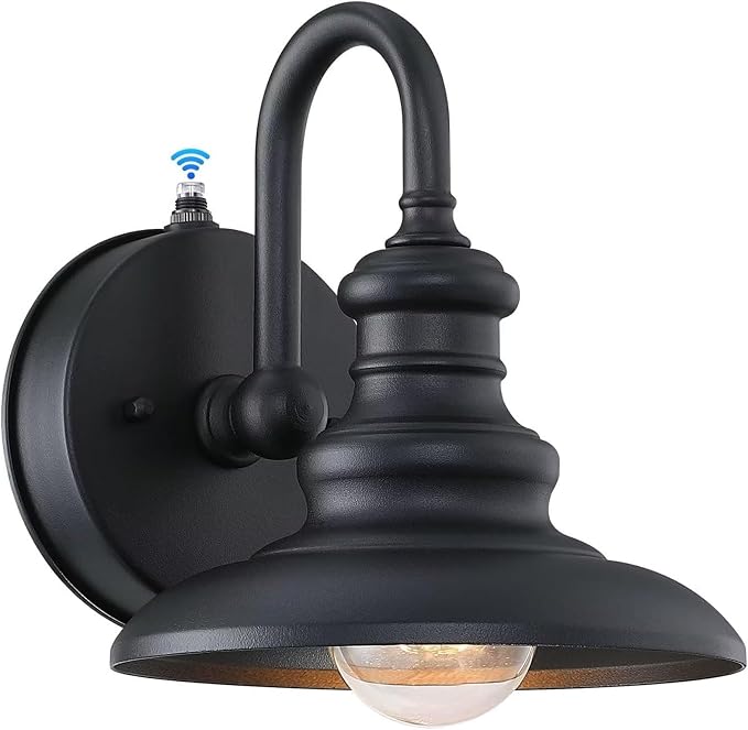 Dusk Dawn Sensor Outdoor Wall Sconce Black Exterior Gooseneck Barn Light | Waterproof Farmhouse Wall Mount Porch Lighting Fixture Anti-Rust Outside Lantern for House Garage Entryway