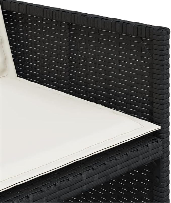 Afuera Living Contemporary Patio Dining Set, Powder-Coated Finish, Black/Cream White, Seats 16, UV-Resistant Waterproof Materials, Foldable, Removable Cushion Covers, Outdoor Use for Garden or Terrace