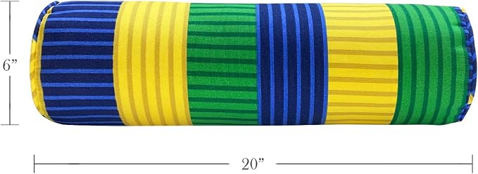 Pack of 2 Outdoor Waterproof Decorative Bolster Pillows with Inserts for Patio Furniture, 20x6 Inch Fade Resistant Patio Garden Bolster Cushions for Couch Bed Sofa, Striped Multi