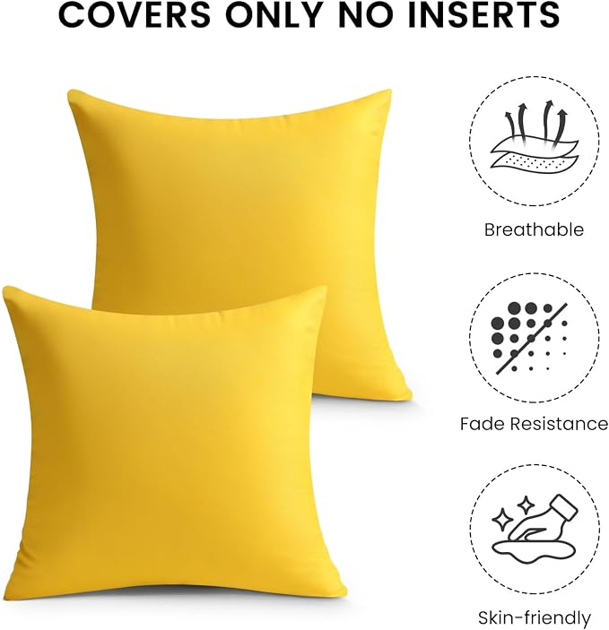 Premillow Outdoor Pillow Covers, Waterproof Pillow Covers, 18x18, Set of 2 | Decorative Waterproof Pillow Covers, Solid Linen Pillowcase,Summer Farmhouse Cushion Case for Patio Garden Balcony Couch Sofa