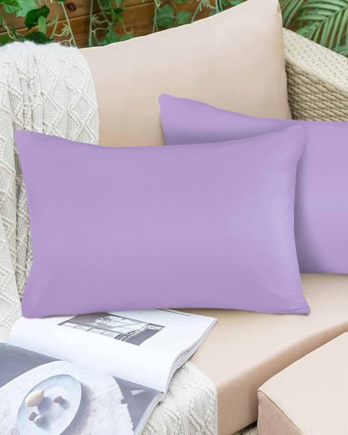 Outdoor Waterproof Throw Pillow Covers Set of 2 Lavender Purple Lumbar Pillowcases 20x12 Inches Simple Style Patio Decorative Pillows Cushion Case Patio Pillows for Couch Bed Chair Garden