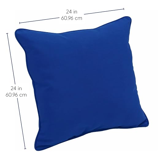 Factory Direct Partners Presidio 24" x 24" Square Decorative Throw Pillow Set with Piping for Indoor/Outdoor Furniture UV, Fade, Weather-Resistant Olefin Fabric (2-Pack) - Brilliant Blue, 13811-BB