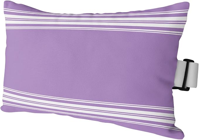 Recliner Head Pillows Lounge Chair Pillows with Insert Farmhouse Purple White Stripe Lumbar Pillow with Adjustable Strap Outdoor Waterproof Patio Pillows for Couch Beach Pool Chair, 1PCS, 12x20in