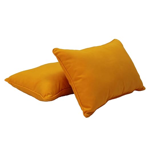 Factory Direct Partners Presidio 16" x 24" Lumbar Decorative Throw Pillow Set with Piping for Indoor/Outdoor Furniture UV, Fade, Weather-Resistant Olefin Fabric (2-Pack) - Marigold, 13813-117