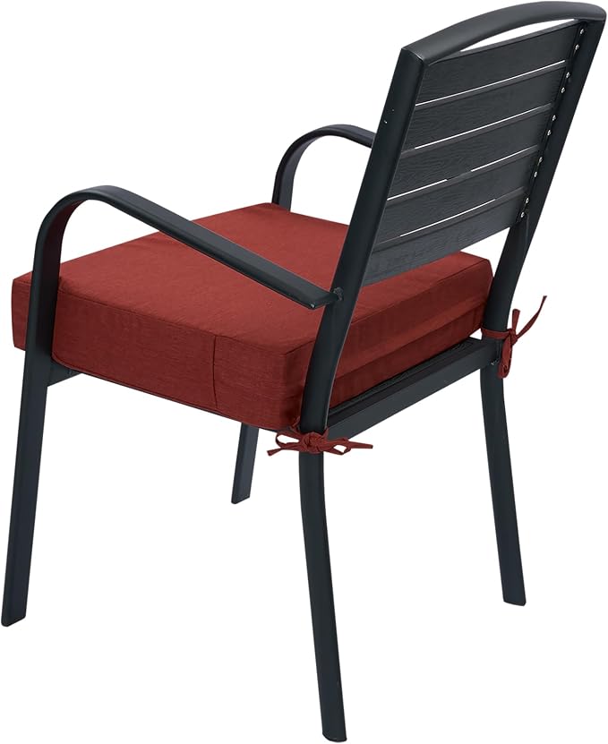 Magpie Fabrics Indoor Outdoor Cushion Cover Replacement 2 Pack, NO Insert! Water Repellent Slipcover with Ties Decor for Patio Garden Chair Sofa Bench Wicker(Dark Red, 22x20x4 Inch)