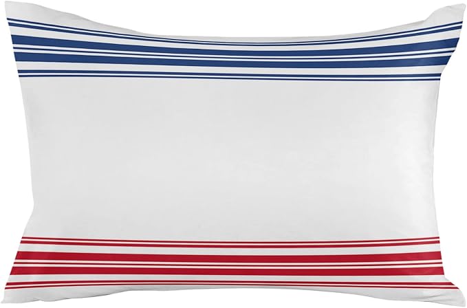 Prime Leader Outdoor Waterproof Pillow Covers Set of 2, Independence Day Flag Day Blue Red Stripe Patio Throw Pillow Covers, Decorative Cushion Case for Couch Sofa Furniture Garden, 20x12 Inch