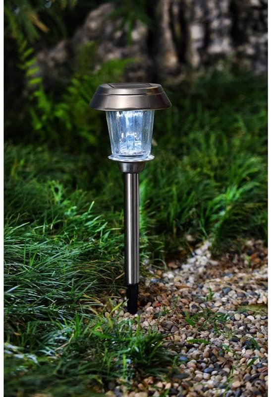 Living Accents 3010843 0.2 watt Silver Solar Powered LED Pathway Light, Pack of 12