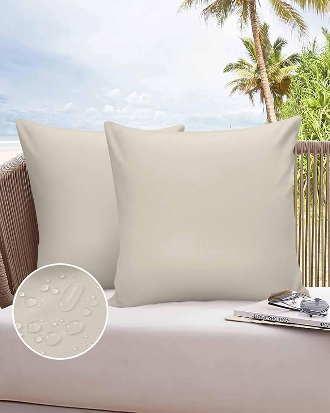 Outdoor Waterproof Throw Pillow Covers Set of 2 Swan White Pillowcases 18x18 Inches Simple Style Patio Decorative Pillows Cushion Case Patio Pillows for Couch Bed Chair Garden