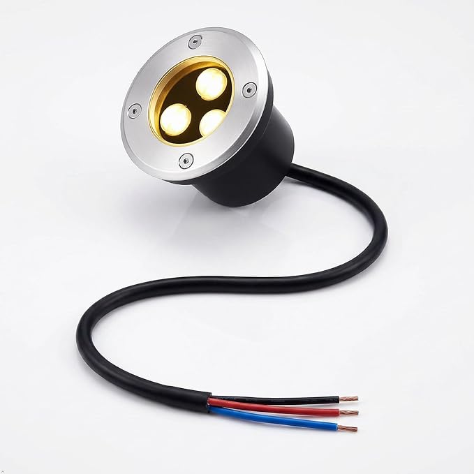In Ground Well Light Landscape LED 3W, Direct 85-265V AC Transformer-Free Design, IP67 Waterproof Outdoor Pathway Lighting, 3000K Warm White for Garden Patio Deck Yard Walkway, Premium Quality