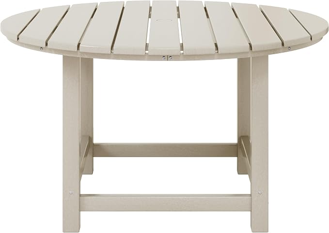 WestinTrends Malibu Kids Outdoor Patio Furniture HDPE 38" Wide Round Dining Table, Sand