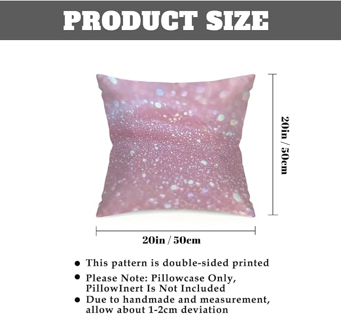 20x20 Inch Outdoor Pillow Covers Set of 2 Waterproof Throw Pillow Covers Decorative Couch Cushion Covers Pink Glitter Pattern Square Pillowcases Protectors for Patio Garden Sofa