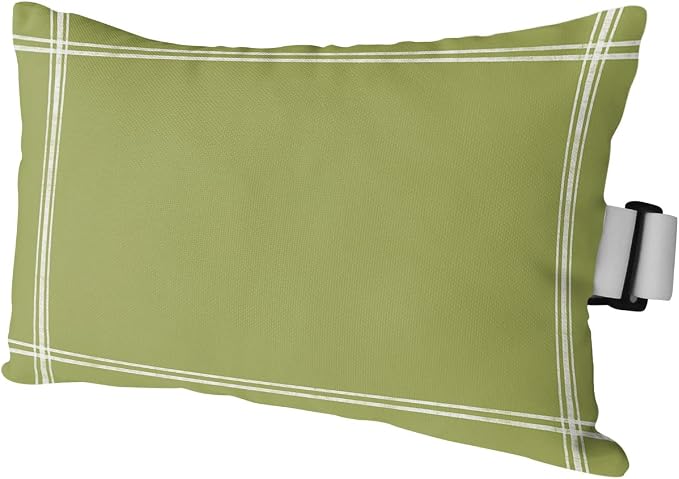 T&H XHome Outdoor Pillow for Chaise Lounge Chair, Solid Color Olive Waterproof Headrest Pillow Lumbar Pillows with Insert & Adjustable Elastic Strap for Beach, Poolside, Patio, Office (1 Pack)