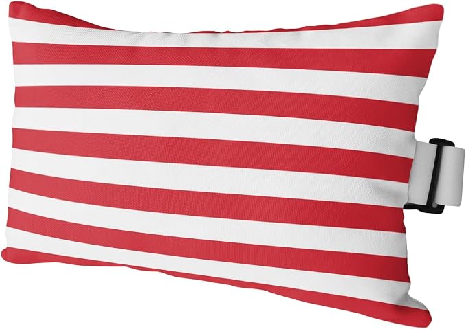 Red and White Striped Outdoor Pillows with Insert Red White Geometric Waterproof Patio Pillows with Adjustable Strap Rectangle Head Recliner Lounger Chair Throw for Patio Furnitures, 1 Pack