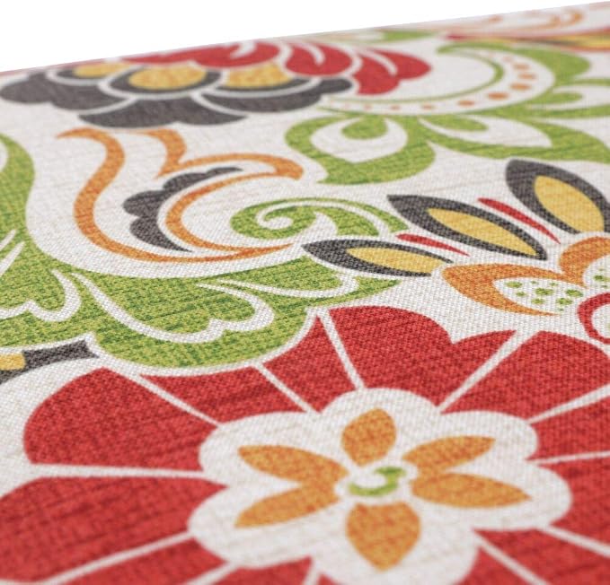 Pillow Perfect Bright Floral Indoor/Outdoor Throw Pillows, 2 Count, Lumbar - 11.5" x 18.5", Green/Red Zoe