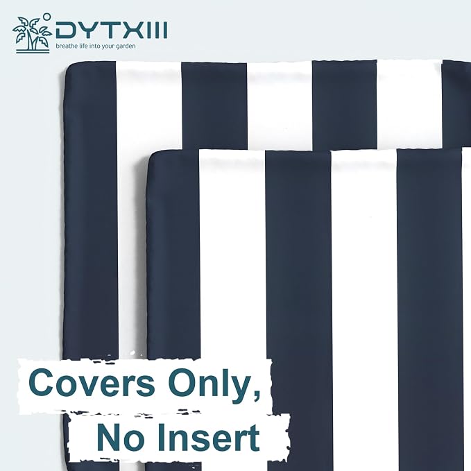 DYTXIII Pack of 2 Outdoor Waterproof Lumbar Pillow Covers ONLY, 12x20 Rectangle Decorative Double Printed Pillow Cases for Patio Couch Porch Furniture - Cabana Navy