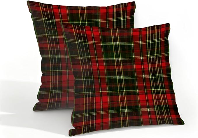 16x16 Inch Outdoor Pillow Covers Set of 2 Waterproof Throw Pillow Covers Decorative Couch Cushion Covers Buffalo Check Plaid Square Pillowcases Protectors for Patio Garden Sofa