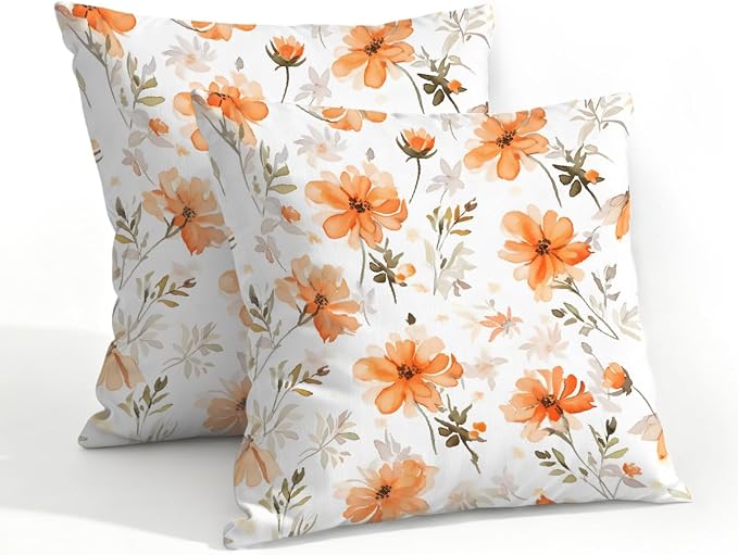 20x20 Inch Outdoor Pillow Covers Set of 2 Waterproof Throw Pillow Covers Decorative Couch Cushion Covers Floral Leaves Square Pillowcases Protectors for Patio Garden Sofa