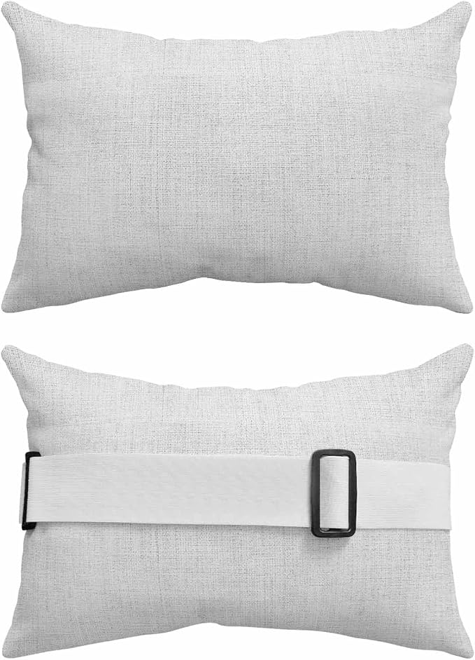 Pack of 2 Outdoor Lumbar Pillow Covers 12x20 Inch, White Burlap Texture Waterproof Throw Pillow Covers Set, Farmhouse Vintage White Indoor&Outdoor Decorative Cushion Cases for Patio Porch Beach