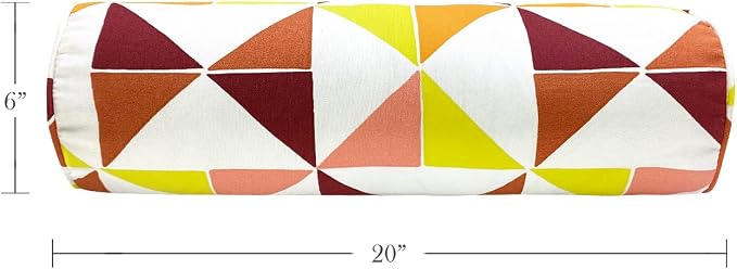 Pack of 2 Outdoor Waterproof Decorative Bolster Pillows with Inserts for Patio Furniture, 20x6 Inch Fade Resistant Patio Garden Bolster Cushions for Couch Bed Sofa, Triangular Multi