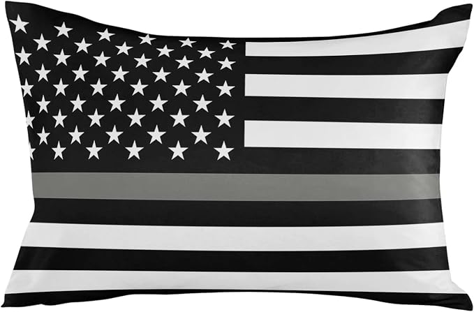 Outdoor Waterproof Pillow Covers Set of 2, Thin Gray Line Law Enforcement Correctional Corrections Guards Officers Patio Throw Pillow Covers, Decorative Cushion Case for Sofa Furniture, 20x12 Inch