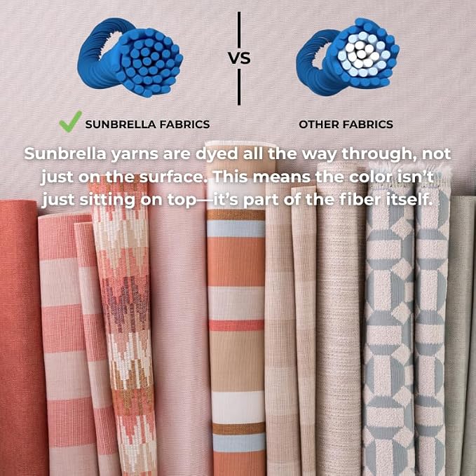 RSH DECOR: Sunbrella Square Throw Pillows Set of 2 | 24" x 24" | Water and Fade-Resistant Performance Fabric | Outdoor Pillow Covers with Down-Alternative Inserts | Maxim Heather Beige
