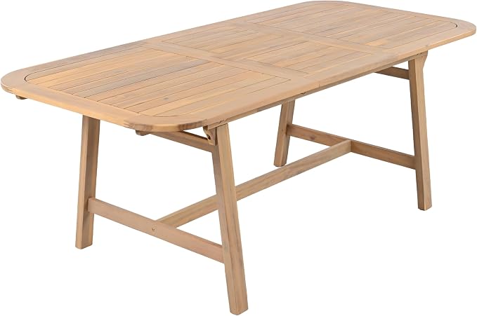 Christopher Knight Home Hawes Acacia Wood Extendable Dining Room Table for 4-6, Wooden Rectangular Extendable Dining Table, Solid Wood Farmhouse Outdoor Kitchen Table, Light Teak