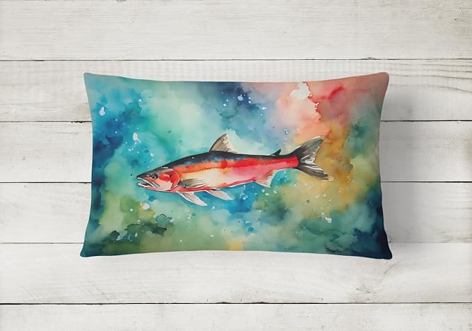 Caroline's Treasures DAC2817PW1216 Salmon Throw Pillow Machine Washable, Indoor Outdoor Decorative Pillow for Couch, Bed or Patio, 12HX16W