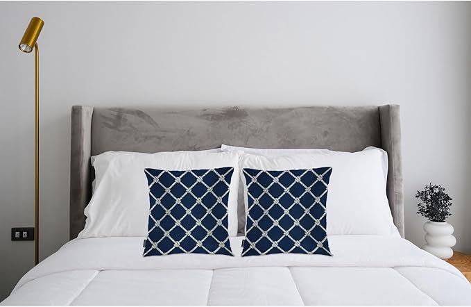 Swono Nautical Rope Throw Pillow Cases Pack of 2, Marine Fishing Net Knots Square Cushion Covers Decor Pillow Covers for Couch Sofa Home Decoration 18 X 18 Inches Pillowcases