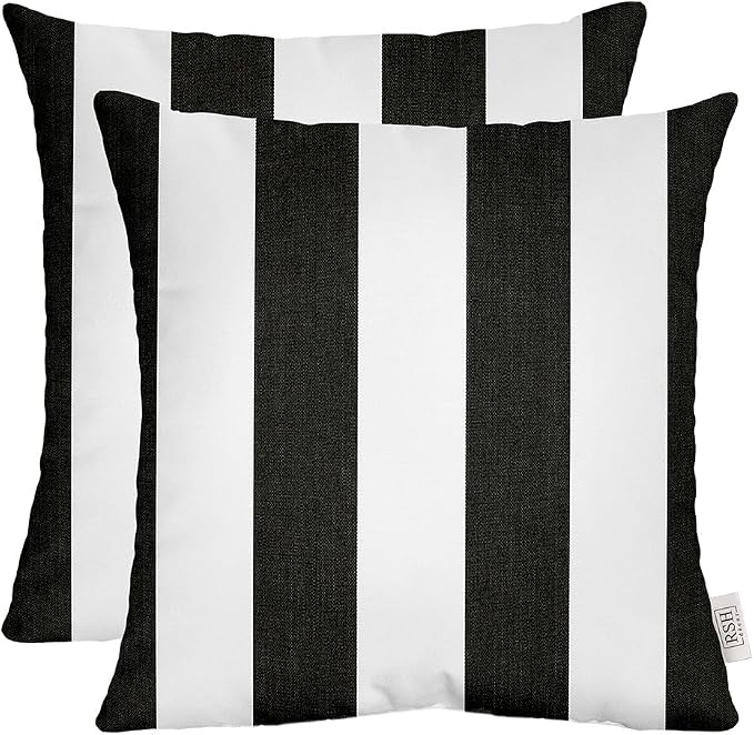 RSH DECOR: Sunbrella Square Throw Pillows Set of 2 | 24" x 24" | Water and Fade-Resistant Performance Fabric | Outdoor Pillow Covers with Down-Alternative Inserts | Cabana Classic