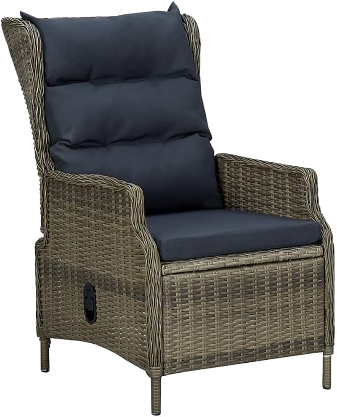 9 Piece Patio Dining Set with Cushions Poly Rattan Brown | Powder-coated Steel Frame, Glass Tabletop, Adjustable Backrest, Removable Cushion Covers