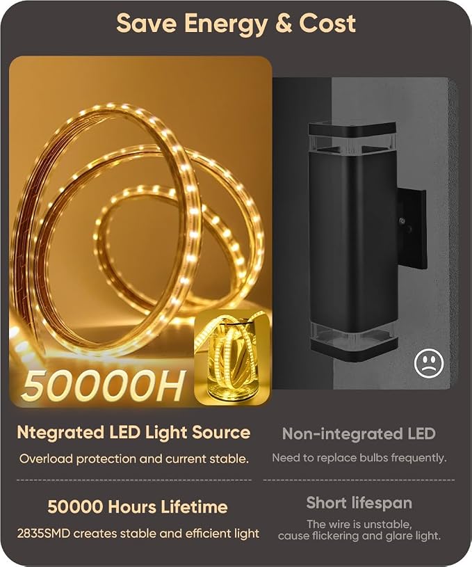 Aipsun Black Outdoor Wall Sconce 3000K 4000K 6000K, 56.3in Modern Exterior Light 1 Pack, Long LED Linear Wall Light Outside Lighting for Entrance, Hallway, Garage, Porch(3CCT)