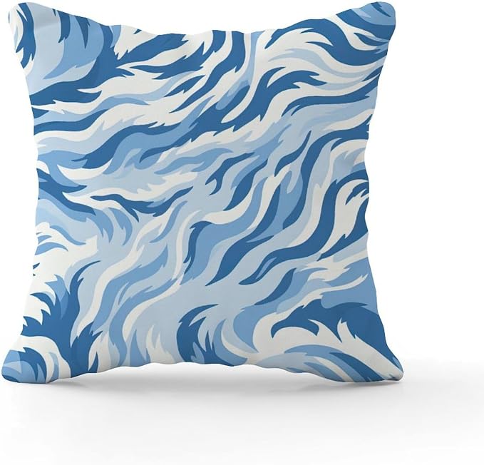 Blue Tiger Print Pillow Cover Animal Tiger Print Throw Pillow Cover Farmhouse Outdoor Garden Decoration for Couch Tent Park 24x24 in