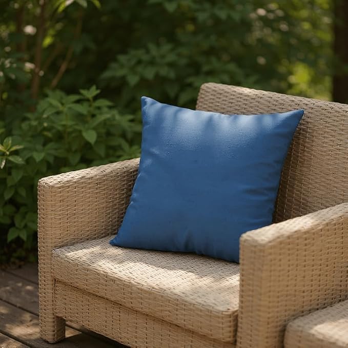 RSH DECOR: Sunbrella Square Throw Pillows Set of 2 | 24" x 24" | Water and Fade-Resistant Performance Fabric | Outdoor Pillow Covers with Down-Alternative Inserts | Canvas Regatta