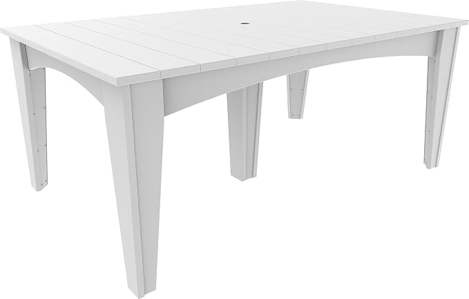 LuxCraft Poly Island Dining Table, 44" x 72" Rectangular Outdoor Patio Table, Made with Recycled Plastics, Made in USA (White)