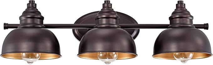 3 Light Bathroom Vanity Light, 7 Inch Oil Rubbed Bronze Wall Sconce Indoor, Modern Metal Wall Lights for Bathroom Bath Bedroom