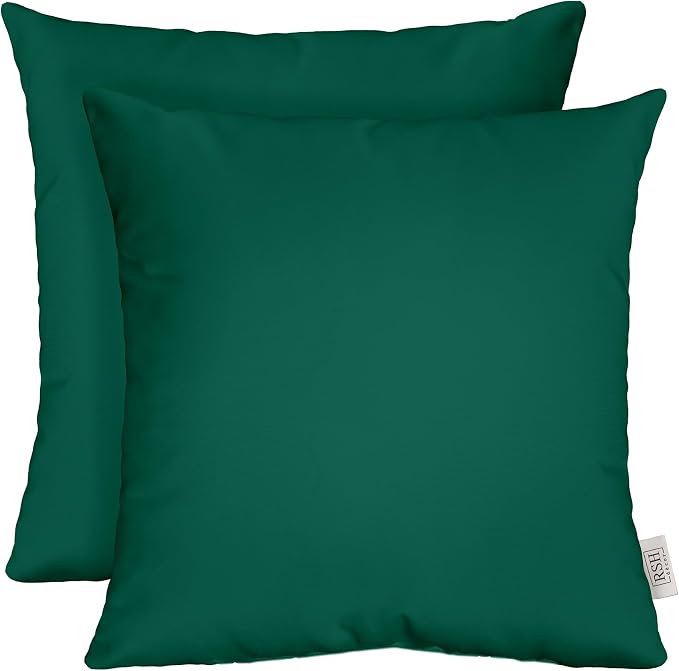 RSH DECOR: Sunbrella Square Throw Pillows Set of 2 | 24" x 24" | Water and Fade-Resistant Performance Fabric | Outdoor Pillow Covers with Down-Alternative Inserts | Canvas Forest Green