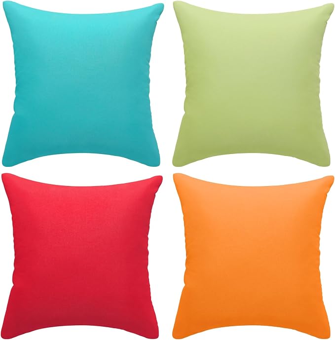 fauson Outdoor Pillows 18x18 Set of 4 Outdoor Pillows Covers Waterproof Decorative Square