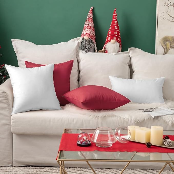 MIULEE Pack of 2 Decorative Outdoor Waterproof Pillow Covers Garden Cushion Sham Throw Pillowcase Shell for Spring Patio Tent Couch 12x20 Inch White | Decorative Patio Furniture,Pack of 2,Accent Lumbar Soild Throw Pillow Covers,Summer Garden Tent Couch...