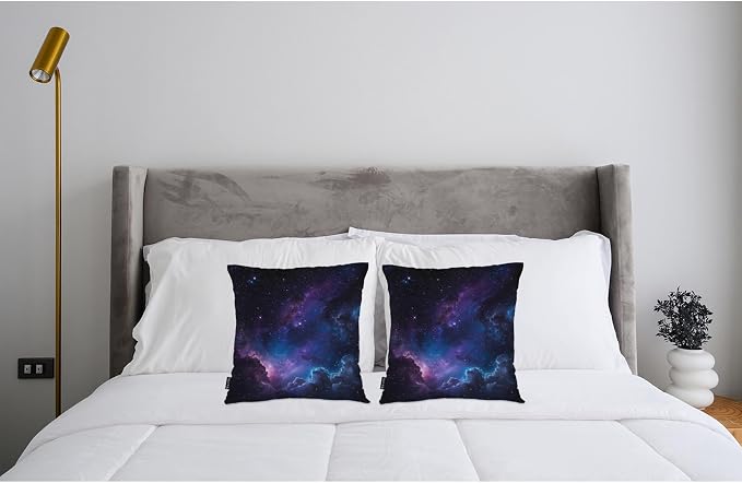 Swono Galaxy Space Decorative Throw Pillow Covers Pack of 2, Fantasy Galaxy Outer Space Pillow Cushion Cases 18"X18", Square Pillowcases Decoration for Sofa Couch Bedroom Living Room Car